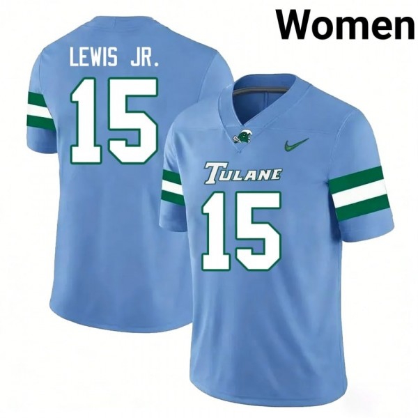 Tulane Green Wave #15 Zycarl Lewis Jr. Women Stitch Jerseys - Blue-Pro Kit Vault | Brand New 26/27 Sports Jerseys