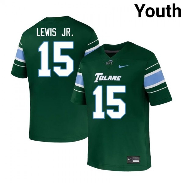 Tulane Green Wave #15 Zycarl Lewis Jr. Youth Stitch Jerseys - Green-Pro Kit Vault | Brand New 26/27 Sports Jerseys