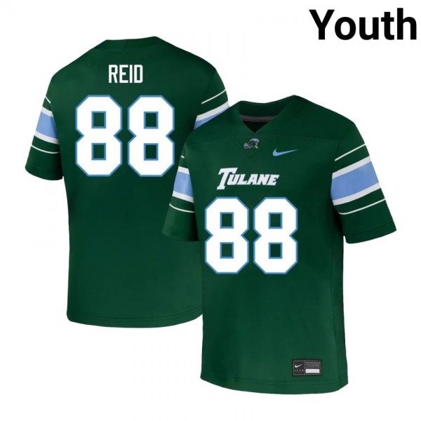 Tulane Green Wave #88 Justyn Reid Youth Stitch Jersey - Green-Pro Kit Vault | Brand New 26/27 Sports Jerseys