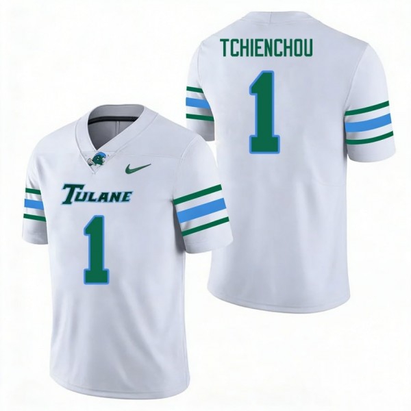 Tulane Green Wave #1 Jack Tchienchou Men Stitch Jerseys - White-Pro Kit Vault | Brand New 26/27 Sports Jerseys