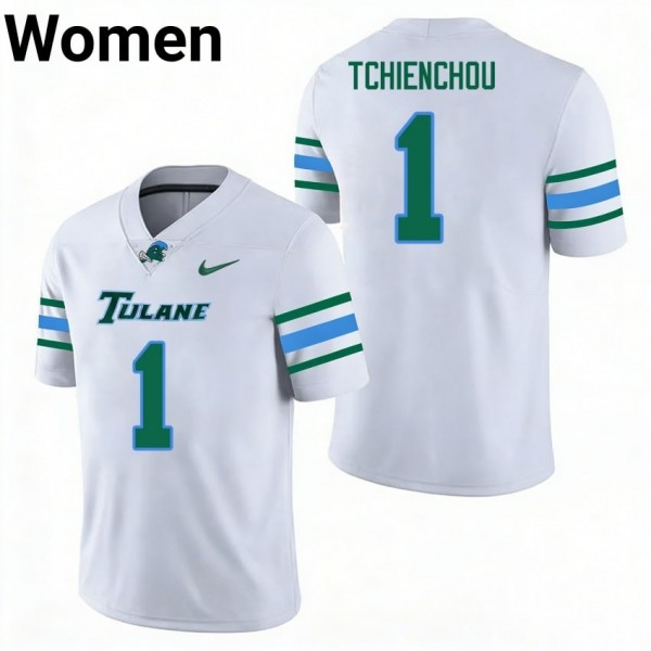 Tulane Green Wave #1 Jack Tchienchou Women Stitch Jersey - White-Pro Kit Vault | Brand New 26/27 Sports Jerseys