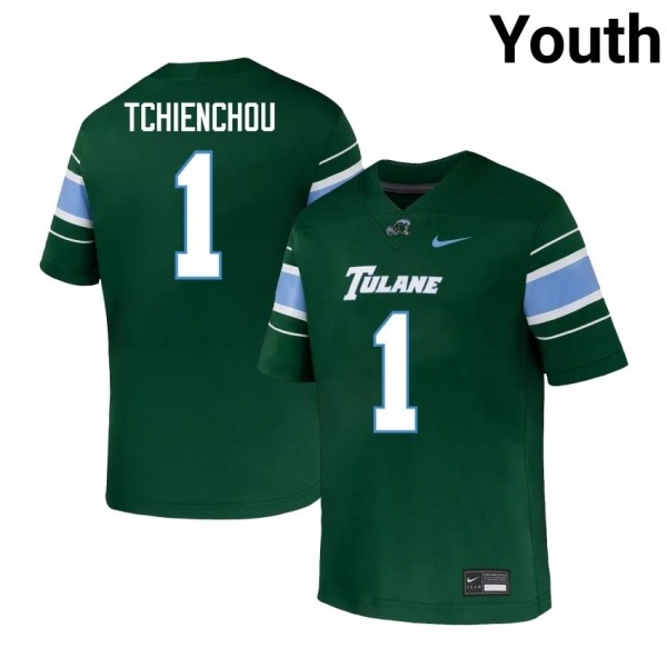 Tulane Green Wave #1 Jack Tchienchou Youth Stitch Jersey - Green-Pro Kit Vault | Brand New 26/27 Sports Jerseys