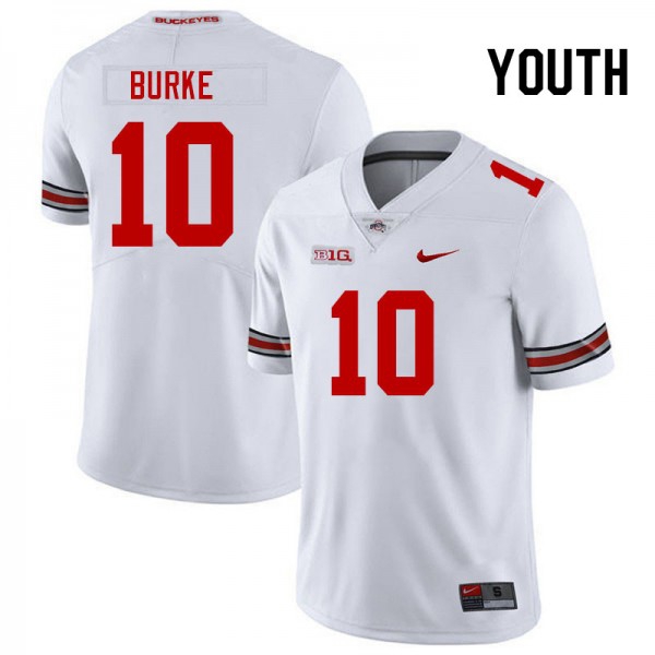 Nike Ohio State Buckeyes #10 Denzel Burke Youth Stitch Jersey - White-Pro Kit Vault | Brand New 26/27 Sports Jerseys