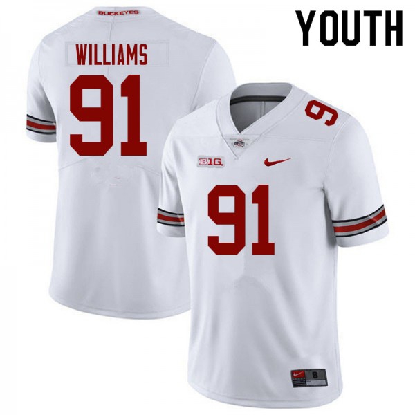Nike Ohio State Buckeyes #91 Tyleik Williams Youth Stitch Jersey - White-Pro Kit Vault | Brand New 26/27 Sports Jerseys