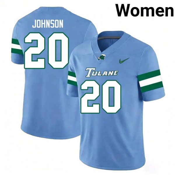 Tulane Green Wave #20 Jahiem Johnson Women Stitch Jersey - Blue-Pro Kit Vault | Brand New 26/27 Sports Jerseys