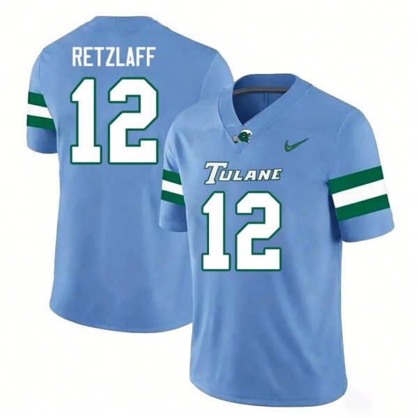 Tulane Green Wave #12 Jake Retzlaff Men Stitch Jerseys - Blue-Pro Kit Vault | Brand New 26/27 Sports Jerseys
