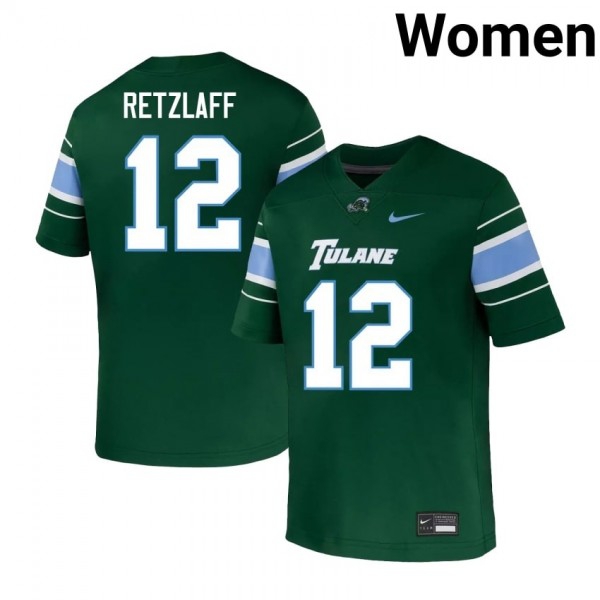 Tulane Green Wave #12 Jake Retzlaff Women Stitch Jerseys - Green-Pro Kit Vault | Brand New 26/27 Sports Jerseys