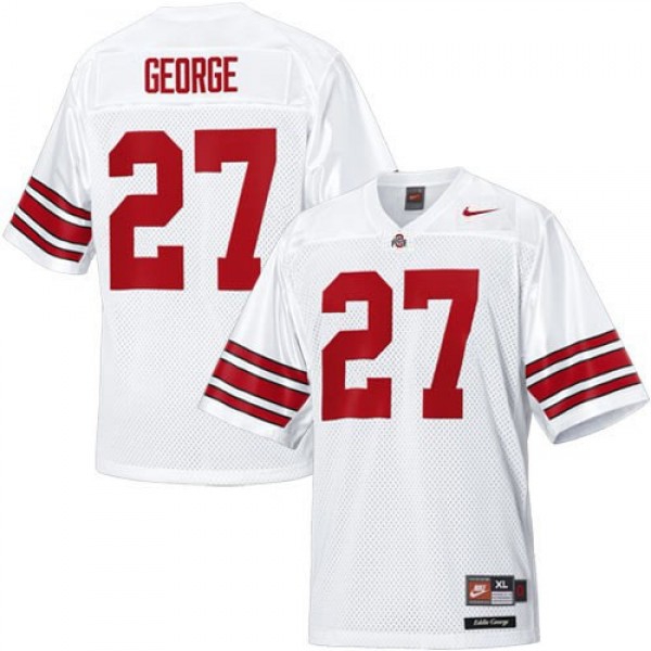 Men Ohio State Buckeyes #27 Eddie George White Nike Stitch Jersey