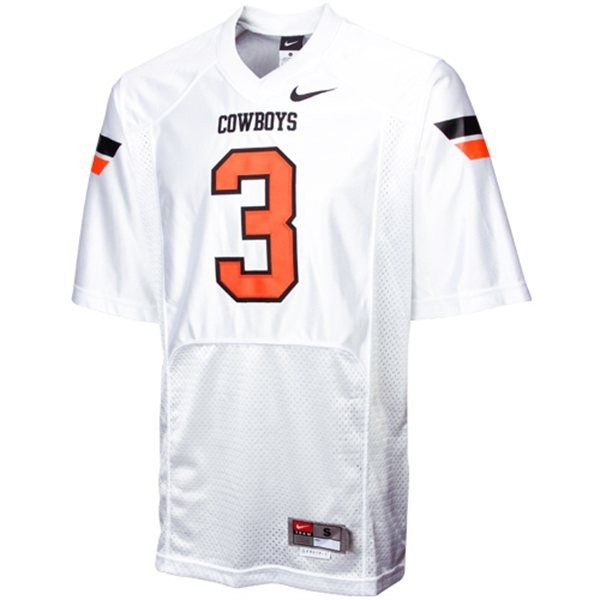 Youth(Kids) Oklahoma State Cowboys #3 Brandon Weeden White Nike Jersey-Pro Kit Vault | Brand New 26/27 Sports Jerseys