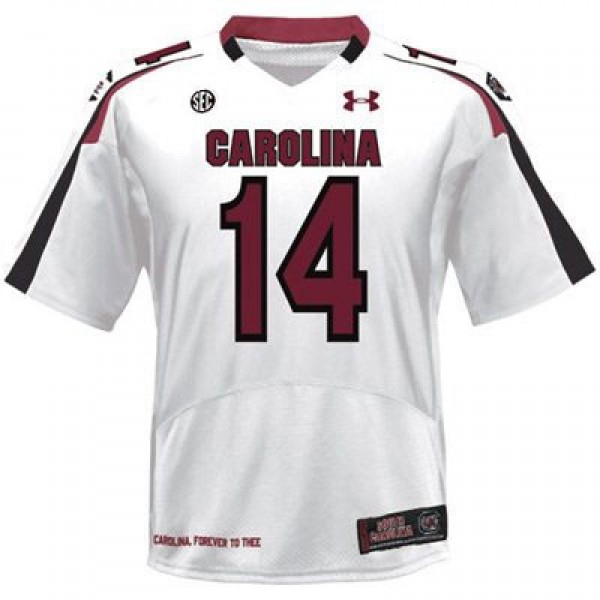 Men South Carolina Gamecocks #14 Connor Shaw White Under Armour Stitch Jersey-Pro Kit Vault | Brand New 26/27 Sports Jerseys
