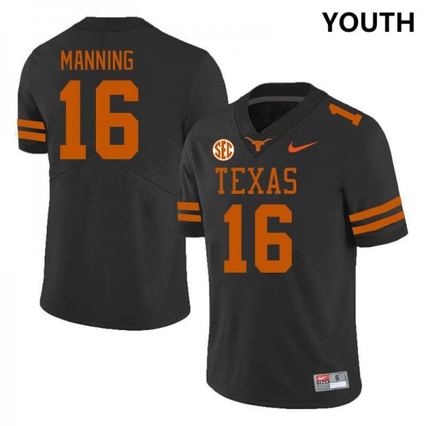 Nike Texas Longhorns #16 Arch Manning Youth Stitch Jersey - Black-Pro Kit Vault | Brand New 26/27 Sports Jerseys
