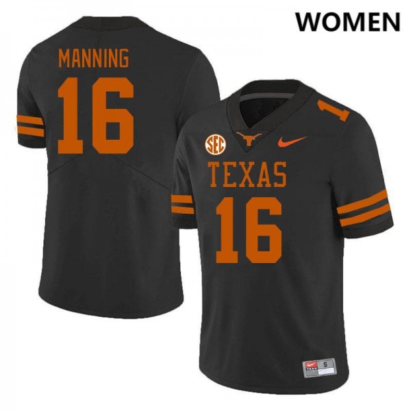 Nike Texas Longhorns #16 Arch Manning Women Stitch Jersey - Black-Pro Kit Vault | Brand New 26/27 Sports Jerseys