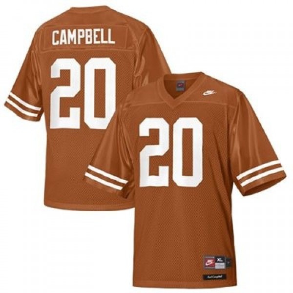 Texas Longhorns Earl Campbell #20 Orange Men Stitch Jersey Nike-Pro Kit Vault | Brand New 26/27 Sports Jerseys