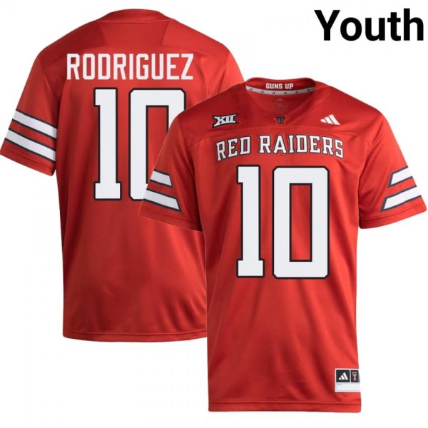 Texas Tech Red Raiders #10 Jacob Rodriguez Youth Stitch Jersey - Red-Pro Kit Vault | Brand New 26/27 Sports Jerseys