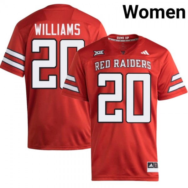 Texas Tech Red Raiders #20 J'Koby Williams Women Stitch Jerseys - White-Pro Kit Vault | Brand New 26/27 Sports Jerseys