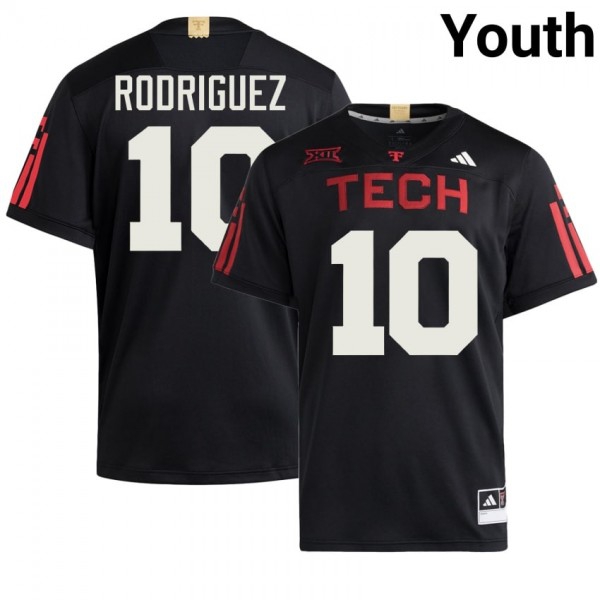 Texas Tech Red Raiders #10 Jacob Rodriguez Youth Stitch Jersey - Black-Pro Kit Vault | Brand New 26/27 Sports Jerseys