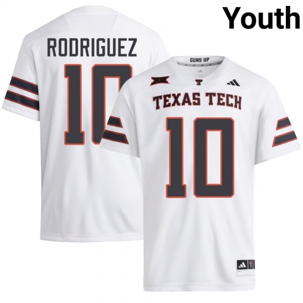 Texas Tech Red Raiders #10 Jacob Rodriguez Youth Stitch Jersey - White-Pro Kit Vault | Brand New 26/27 Sports Jerseys