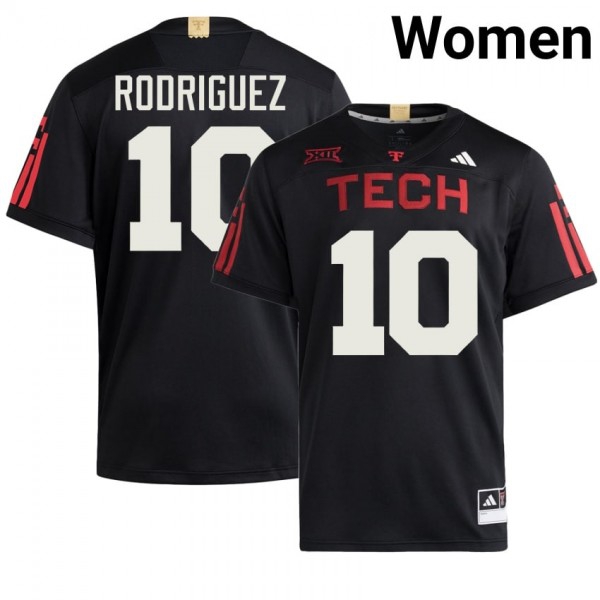 Texas Tech Red Raiders #10 Jacob Rodriguez Women Stitch Jersey - Black-Pro Kit Vault | Brand New 26/27 Sports Jerseys