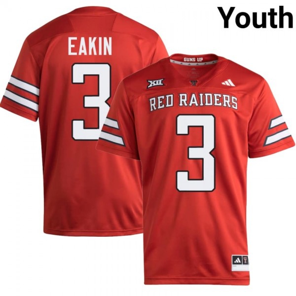 Texas Tech Red Raiders #3 Coy Eakin Youth Stitch Jersey - Red-Pro Kit Vault | Brand New 26/27 Sports Jerseys