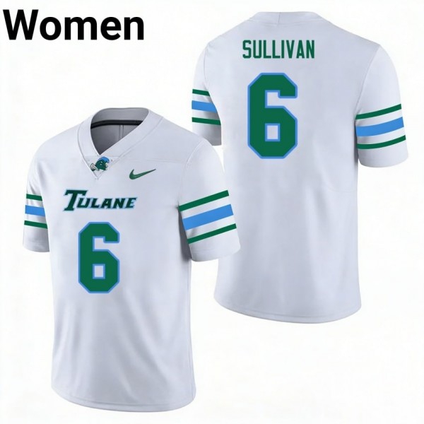 Tulane Green Wave #6 Brendan Sullivan Women Stitch Jersey - White-Pro Kit Vault | Brand New 26/27 Sports Jerseys