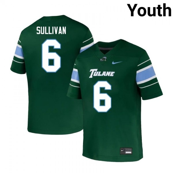 Tulane Green Wave #6 Brendan Sullivan Youth Stitch Jersey - Green-Pro Kit Vault | Brand New 26/27 Sports Jerseys
