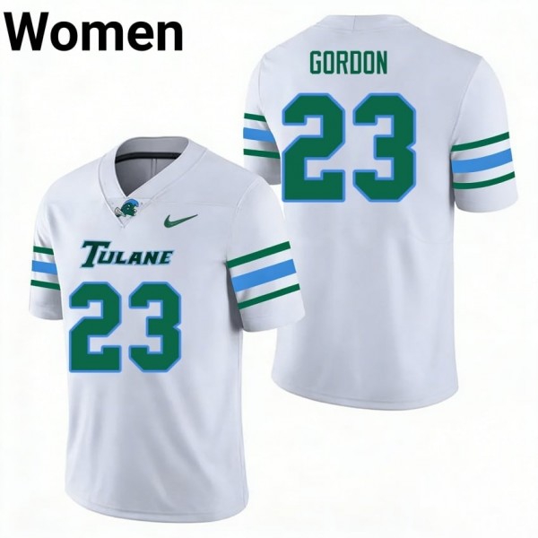 Tulane Green Wave #23 Javin Gordon Women Stitch Jerseys - White-Pro Kit Vault | Brand New 26/27 Sports Jerseys