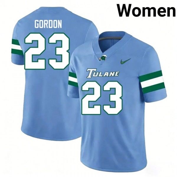 Tulane Green Wave #23 Javin Gordon Women Stitch Jersey - Blue-Pro Kit Vault | Brand New 26/27 Sports Jerseys