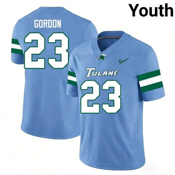 Tulane Green Wave #23 Javin Gordon Youth Stitch Jerseys - Blue-Pro Kit Vault | Brand New 26/27 Sports Jerseys