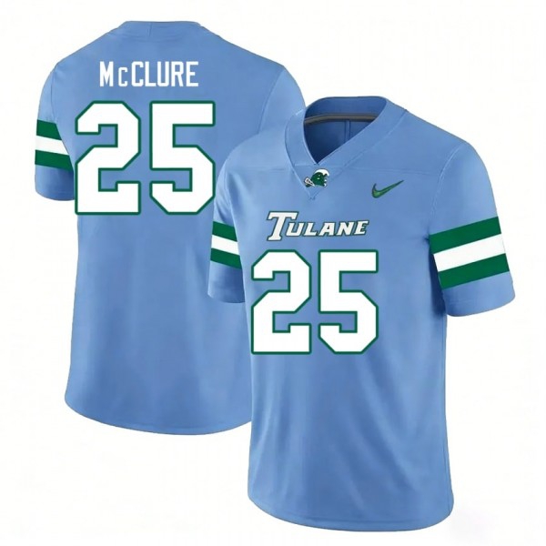 Tulane Green Wave #25 Jamauri McClure Men Stitch Jersey - Blue-Pro Kit Vault | Brand New 26/27 Sports Jerseys