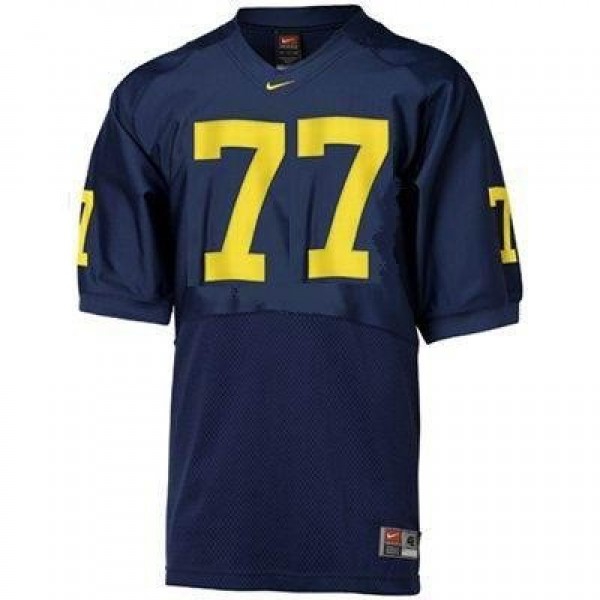 Michigan Wolverines Jake Long #77 Blue Youth(Kids) Jersey Nike-Pro Kit Vault | Brand New 26/27 Sports Jerseys