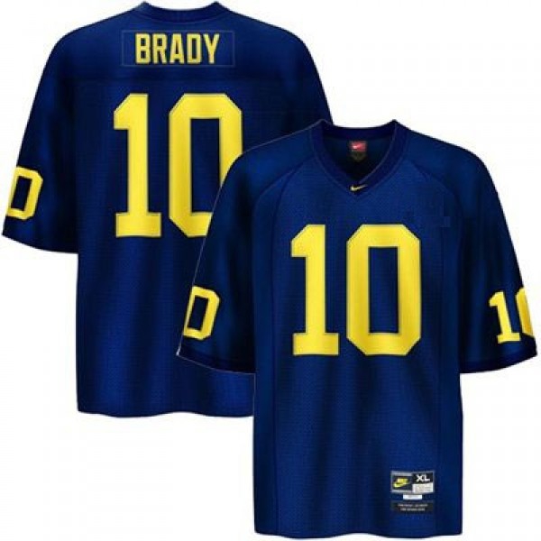 Michigan Wolverines Tom Brady #10 Blue Youth(Kids) Jersey Nike-Pro Kit Vault | Brand New 26/27 Sports Jerseys