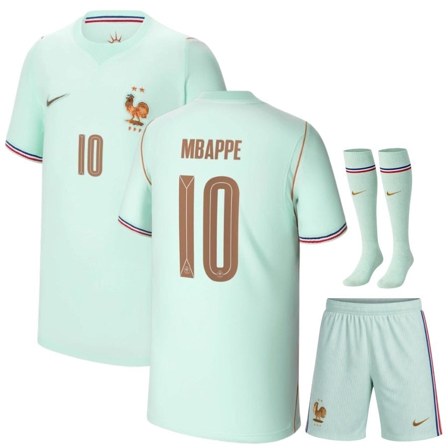 New Kids France Mbappé Away Green 2026 World Cup Kit-Pro Kit Vault | Brand New 26/27 Sports Jerseys