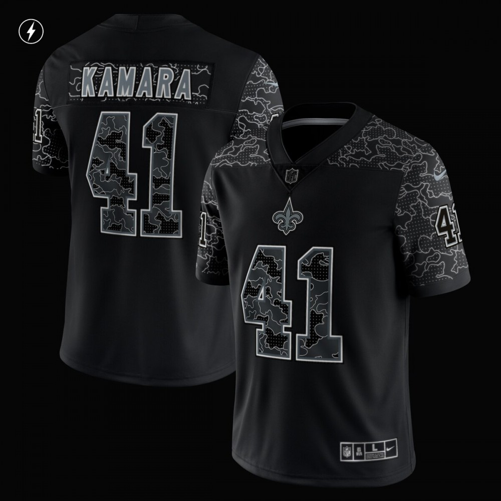 Alvin Kamara New Orleans Saints RFLCTV Limited Jersey - Black-Pro Kit Vault | Brand New 26/27 Sports Jerseys