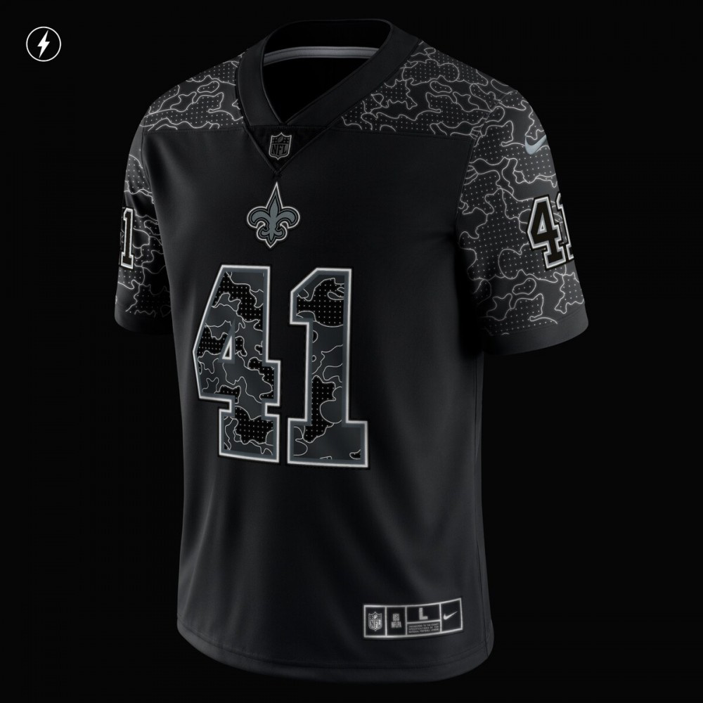 Alvin Kamara New Orleans Saints RFLCTV Limited Jersey - Black-Pro Kit Vault | Brand New 26/27 Sports Jerseys