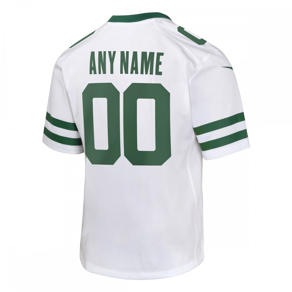 New York Jets Youth Custom Game Jersey - Legacy White-Pro Kit Vault | Brand New 26/27 Sports Jerseys