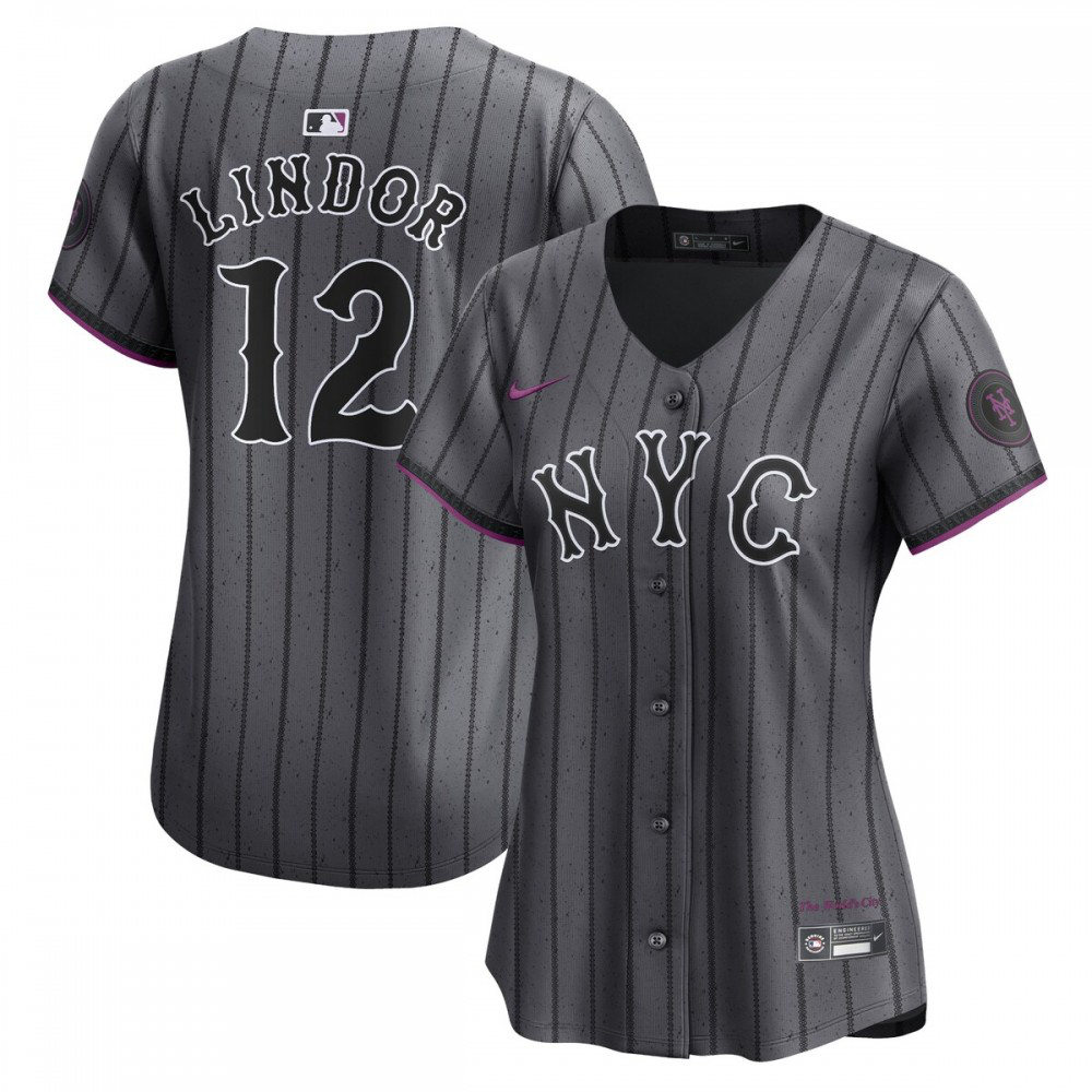 Francisco Lindor New York Mets Women's 2024 City Connect Limited Player Jersey - Graphite-Pro Kit Vault | Brand New 26/27 Sports Jerseys