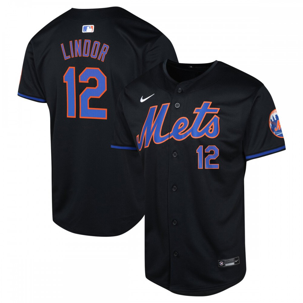 Francisco Lindor New York Mets Youth Alternate Limited Player Jersey - Black-Pro Kit Vault | Brand New 26/27 Sports Jerseys