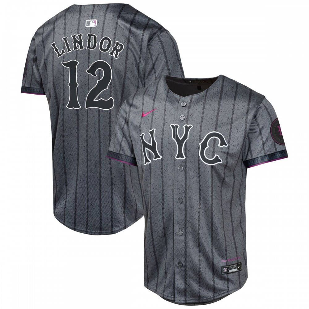 Francisco Lindor New York Mets Youth 2024 City Connect Limited Player Jersey - Graphite-Pro Kit Vault | Brand New 26/27 Sports Jerseys