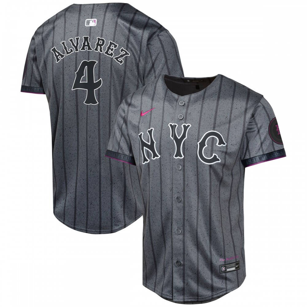 Francisco Alvarez New York Mets Youth 2024 City Connect Limited Player Jersey - Graphite-Pro Kit Vault | Brand New 26/27 Sports Jerseys