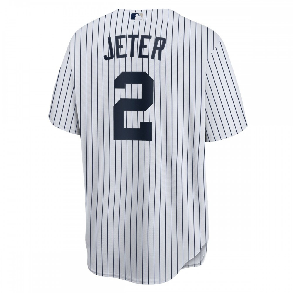 Derek Jeter New York Yankees Home Replica Player Name Jersey - White/Navy-Pro Kit Vault | Brand New 26/27 Sports Jerseys