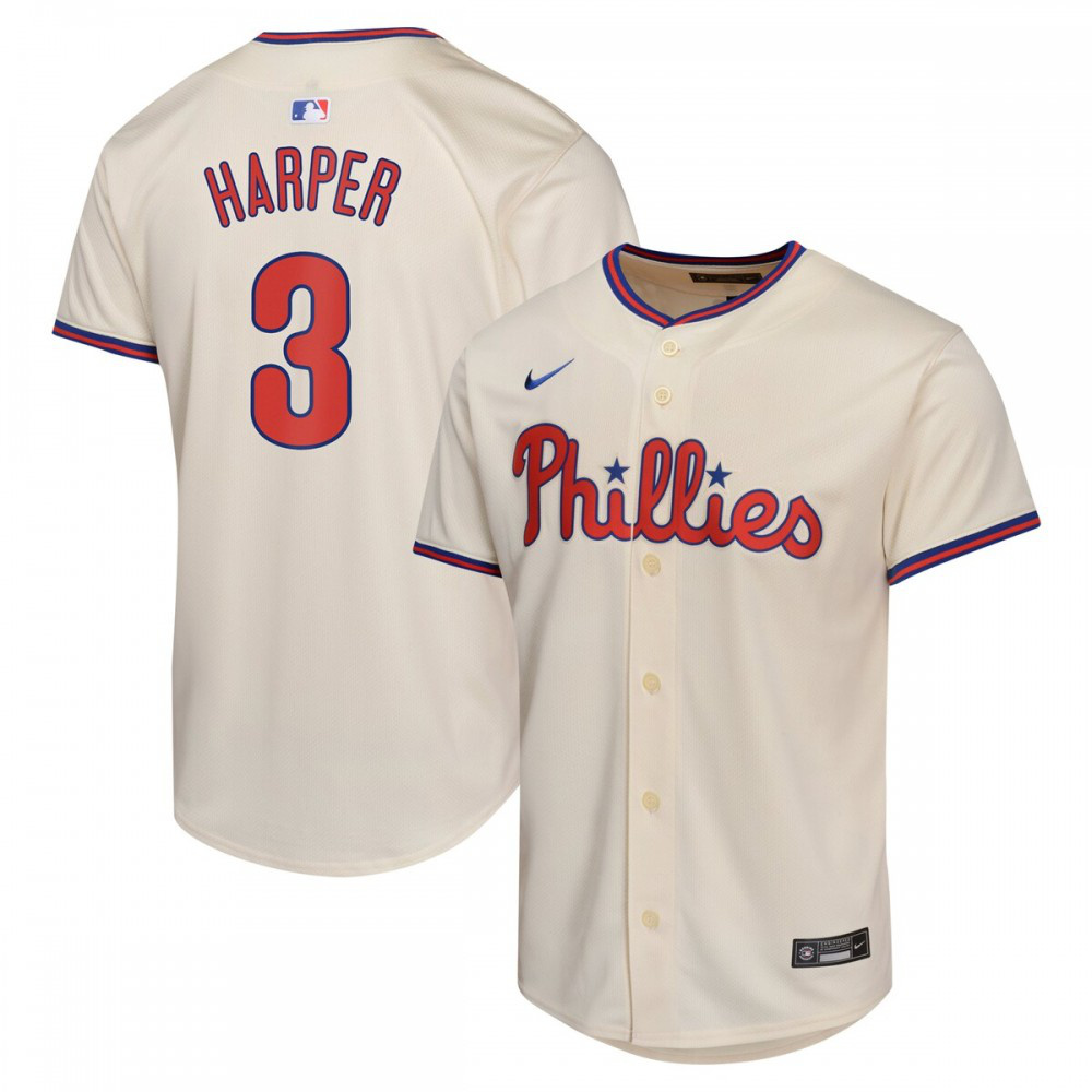 Bryce Harper Philadelphia Phillies Youth Alternate Limited Player Jersey - Cream-Pro Kit Vault | Brand New 26/27 Sports Jerseys