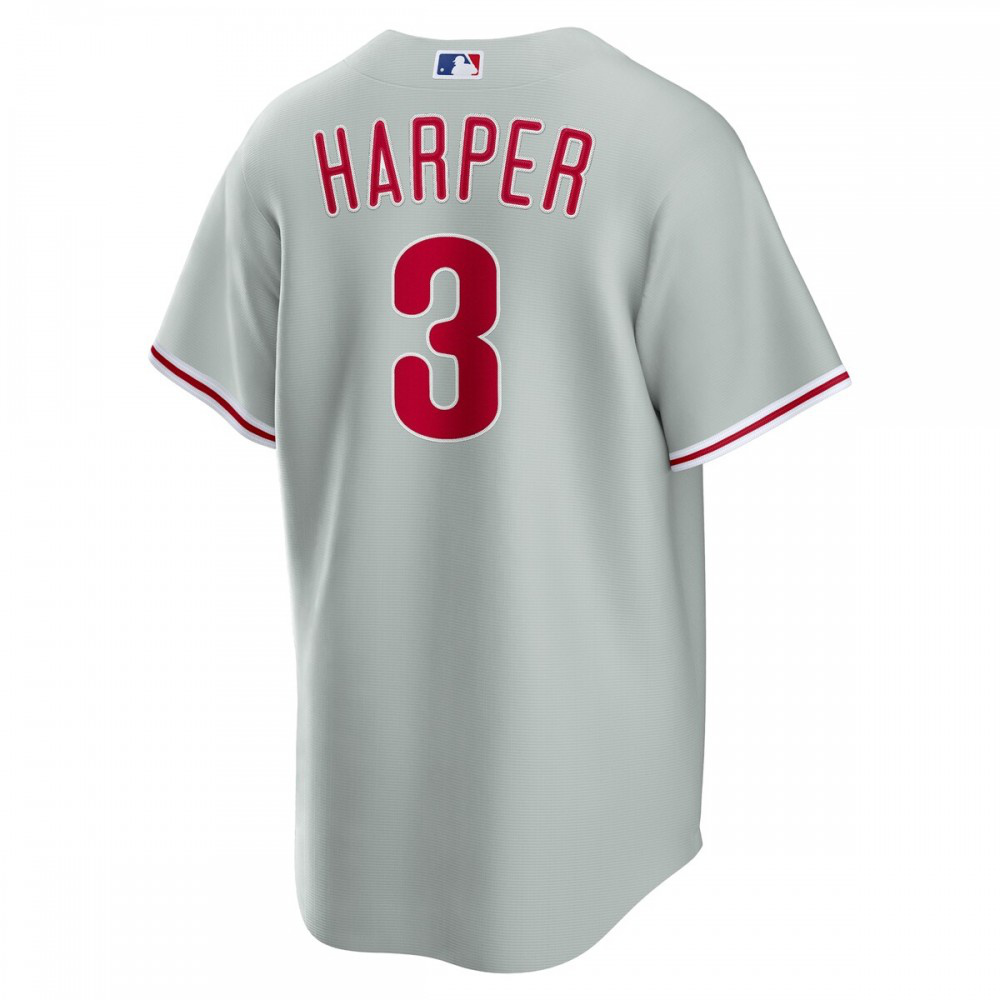 Bryce Harper Philadelphia Phillies Road Replica Player Name Jersey - Gray-Pro Kit Vault | Brand New 26/27 Sports Jerseys