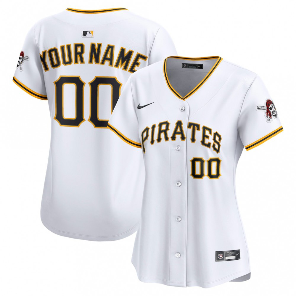 Pittsburgh Pirates Women's Home Limited Custom Jersey - White-Pro Kit Vault | Brand New 26/27 Sports Jerseys