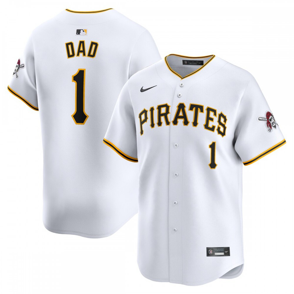 Pittsburgh Pirates #1 Dad Home Limited Jersey - White-Pro Kit Vault | Brand New 26/27 Sports Jerseys