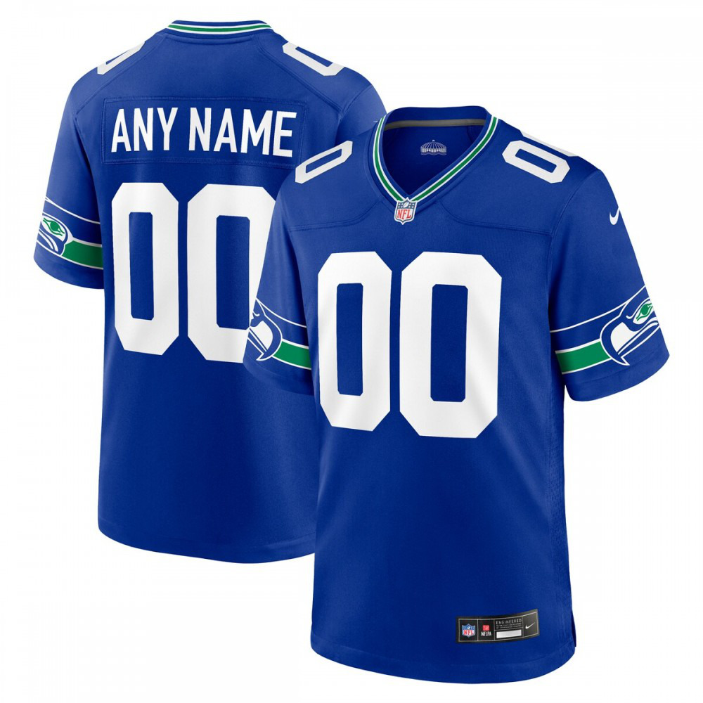 Seattle Seahawks Throwback Custom Jersey - Royal-Pro Kit Vault | Brand New 26/27 Sports Jerseys