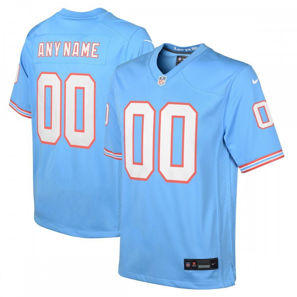 Tennessee Titans Youth Oilers Throwback Custom Game Jersey - Light Blue-Pro Kit Vault | Brand New 26/27 Sports Jerseys