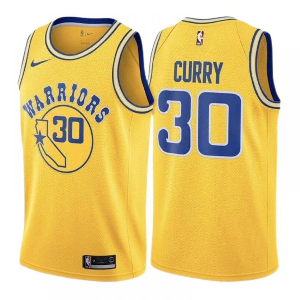 Men's Golden State Warriors Stephen Curry #30 Yellow Hardwood Classic Swingman Jersey