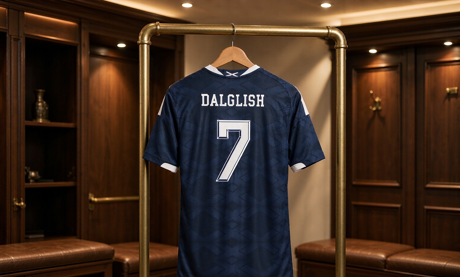 Our 2026/27 Liverpool No.7 shirt in the dressing room