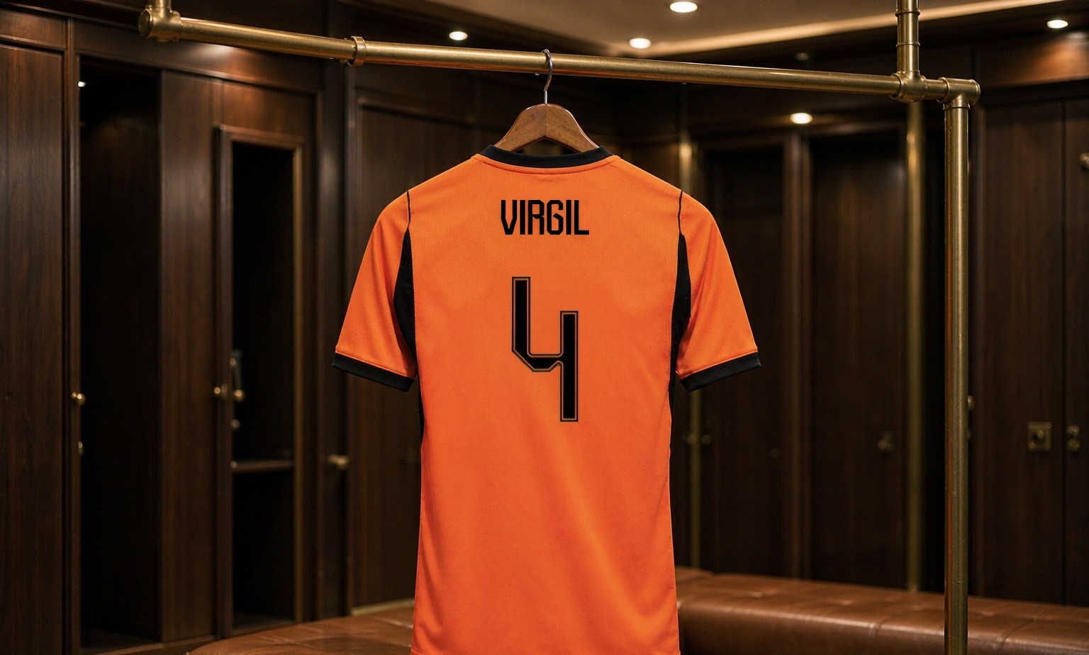 Our 2026/27 Liverpool No.4 shirt in the dressing room
