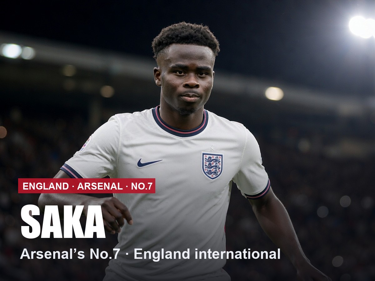 Bukayo Saka Arsenal number 7 shirt, 2026/27 season